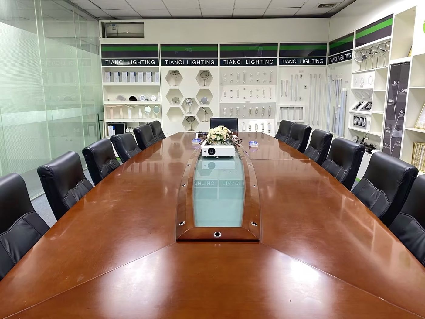 Tianci Hongye factory — Meeting room sample wall