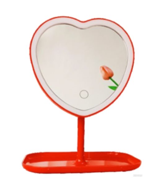 TCMM-21 LED Heart-Shaped Makeup Mirror with Tray Base